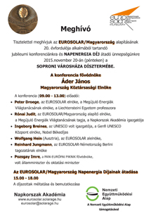 Meghívó az Eurosolar / Magyarország Napenergia Díj átadó ünnepségére